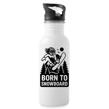 born to snowboard kids kids sport - Water bottle with straw - white - Right