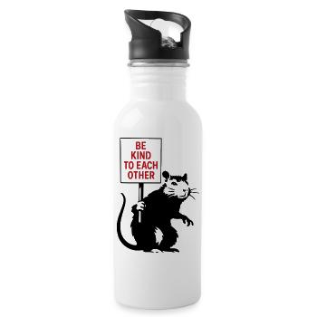 Be kind to each other Rat - Water bottle with straw - white - Right