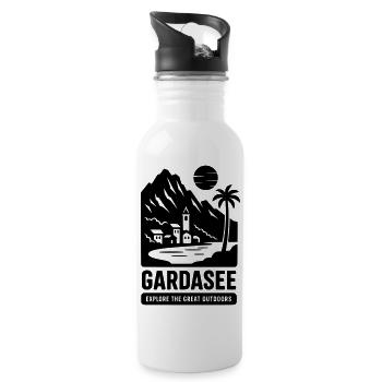 Gardasee Italien Urlaub Silhouette - Trinkflasche mit integriertem Trinkhalm - Weiß - Rechts