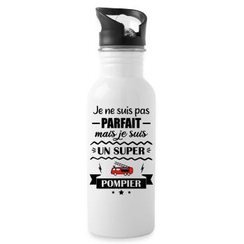 Super Firefighter Fire Hero Feuerwehrauto - Trinkflasche mit integriertem Trinkhalm - Weiß - Rechts