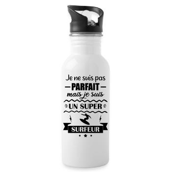Super Surfer Wave Ocean Surf - Trinkflasche mit integriertem Trinkhalm - Weiß - Rechts