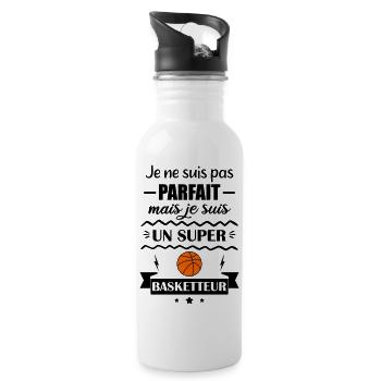 Not perfect but great basketball player - Water bottle with straw - white - Right