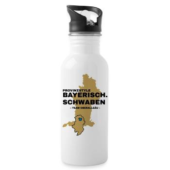 Schwaben | OBERALLGÄU - Trinkflasche mit integriertem Trinkhalm - Weiß - Rechts