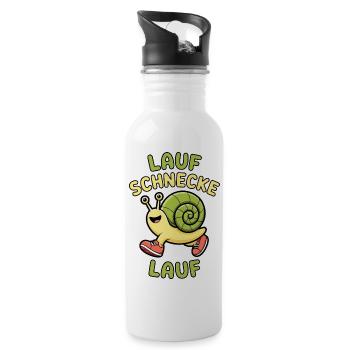 Lauf Schnecke Lauf – lustiges Tiermotiv, Spruch - Trinkflasche mit integriertem Trinkhalm - Weiß - Rechts