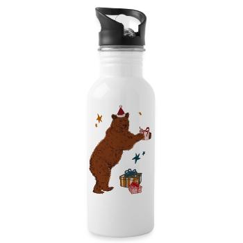 OURS DE NOËL - Gourde avec paille intégrée - blanc - Droite