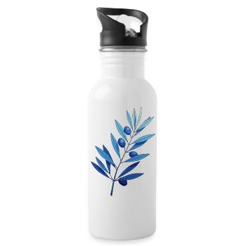 Branch | Blue leaf branches with blueberries - Water bottle with straw - white - Right