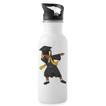 Afro Dabbing Girl Graduation Class 2026 - Water bottle with straw - white - Right