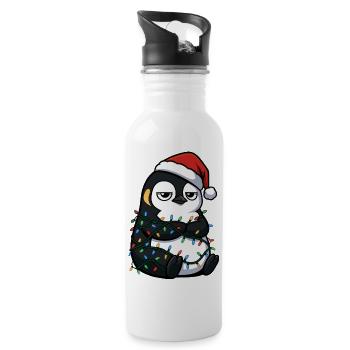 Mürrischer Pinguin Weihnachten Clumsy Santa Verhed - Trinkflasche mit integriertem Trinkhalm - Weiß - Rechts