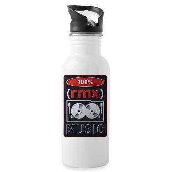 100% REMIX – Ton & Bild - Trinkflasche mit integriertem Trinkhalm - Weiß - Rechts