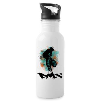 BMX Bike - Trinkflasche mit integriertem Trinkhalm - Weiß - Rechts