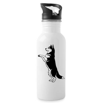 Stehender Hund Silhouette Vector - Trinkflasche mit integriertem Trinkhalm - Weiß - Rechts
