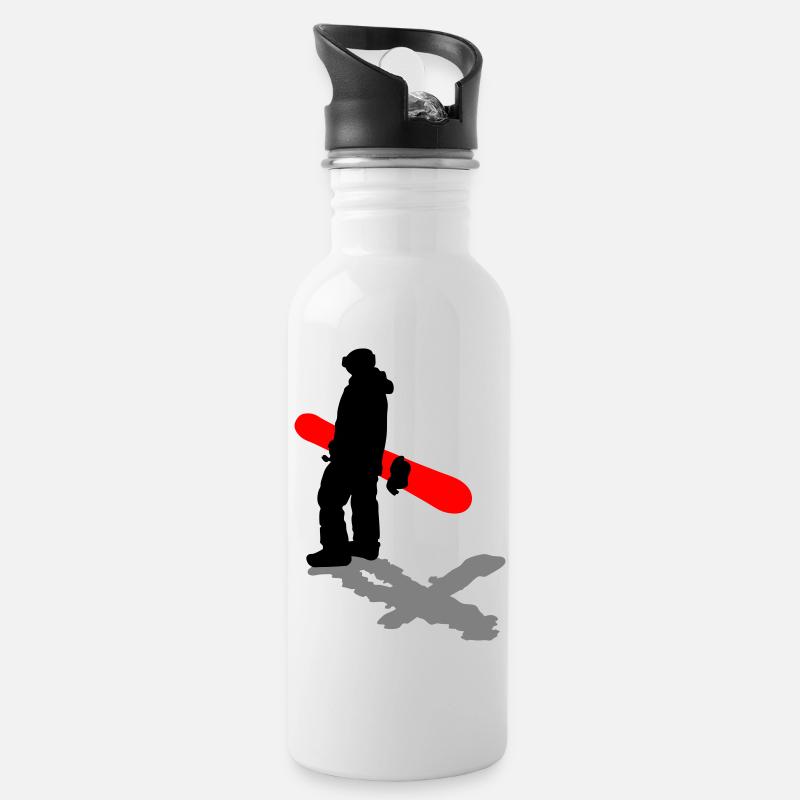 Snowboard - Trinkflasche mit integriertem Trinkhalm - Weiß