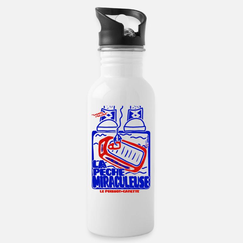 Pêche Miraculeuse Retro - Gourde avec paille intégrée - blanc