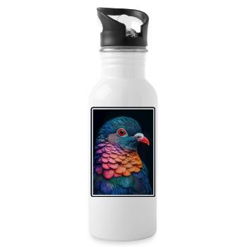 Tauben Taube - Trinkflasche mit integriertem Trinkhalm - Weiß - Rechts