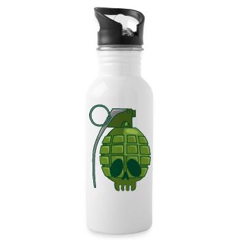 Pomegranate Skull - Water bottle with straw - white - Right
