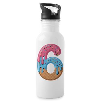 Eiscreme Zahl 6 Geburtstags Motiv Für Kinder - Water bottle with straw - white - Right