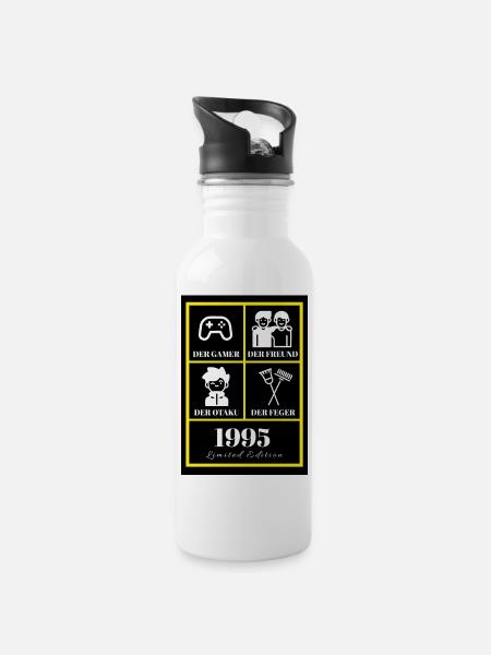 Marvin_T-shirt - Trinkflasche mit integriertem Trinkhalm - Weiß