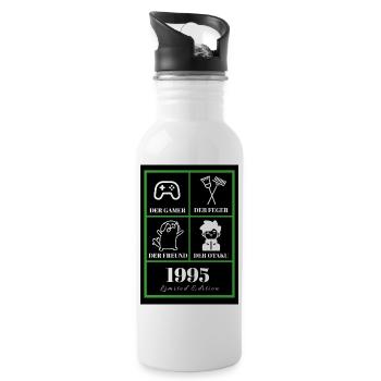 Marvin_T-shirt_grün - Trinkflasche mit integriertem Trinkhalm - Weiß - Rechts