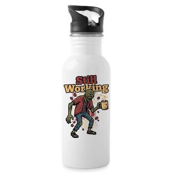 Still Working Zombie Coffee - Trinkflasche mit integriertem Trinkhalm - Weiß - Rechts