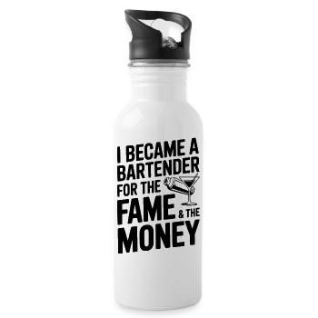 I Became a Bartender for the Fame & the Money - Water bottle with straw - white - Right