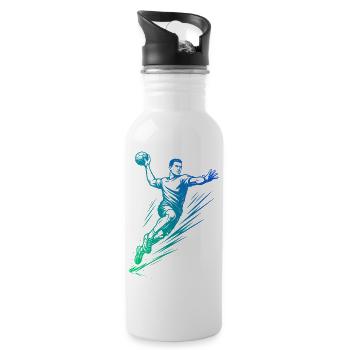 Handball motif that works immediately for men - Water bottle with straw - white - Right