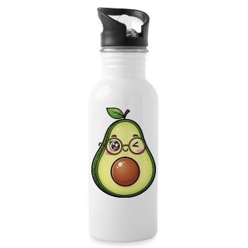 Avocado mit Brille Wink - Trinkflasche mit integriertem Trinkhalm - Weiß - Rechts