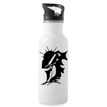 Schwarze Stille Minimaldesign - Trinkflasche mit integriertem Trinkhalm - Weiß - Rechts