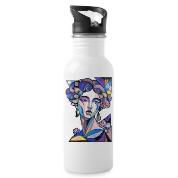 Psychedelischer Surrealismus - Trinkflasche mit integriertem Trinkhalm - Weiß - Rechts