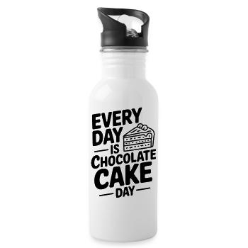 Chaque jour, c’est la Journée du Gâteau au Chocolat - Gourde avec paille intégrée - blanc - Droite
