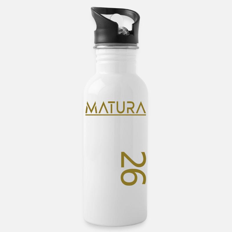 Matura 2026 - Trinkflasche mit integriertem Trinkhalm - Weiß