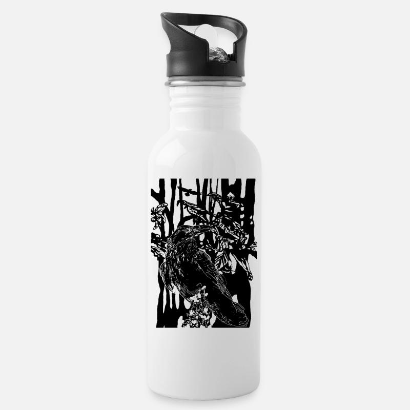 Rabe - Trinkflasche mit integriertem Trinkhalm - Weiß