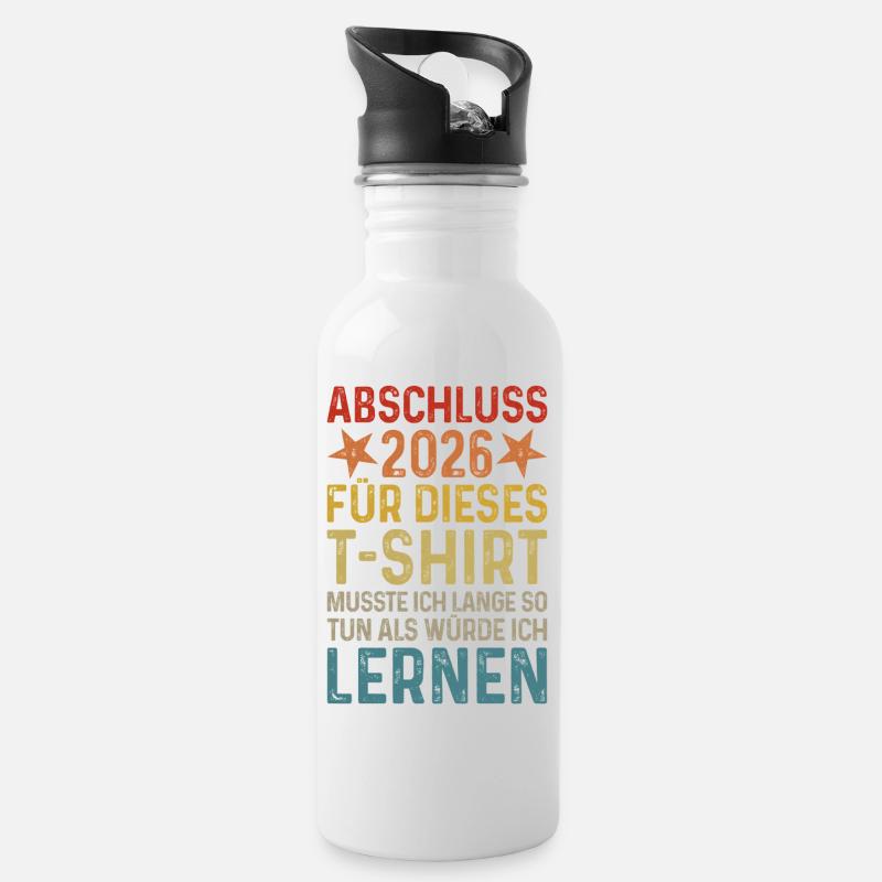 Abschluss 2026 - Trinkflasche mit integriertem Trinkhalm - Weiß