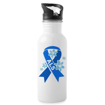 ALS nerve disease - Water bottle with straw - white - Right