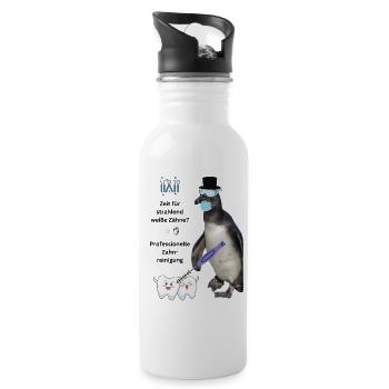 Teeth cleaning, funny decoration waiting room, practice - Water bottle with straw - white - Right