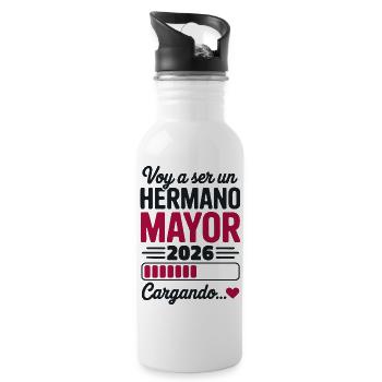 I'm going to be a big brother in 2026 - Water bottle with straw - white - Right