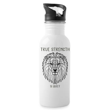 true strength is quiet - Trinkflasche mit integriertem Trinkhalm - Weiß - Rechts