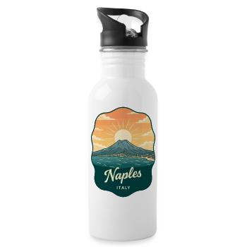 Neapel Mount Vesuvius Retro Reiseabzeichen - Trinkflasche mit integriertem Trinkhalm - Weiß - Rechts