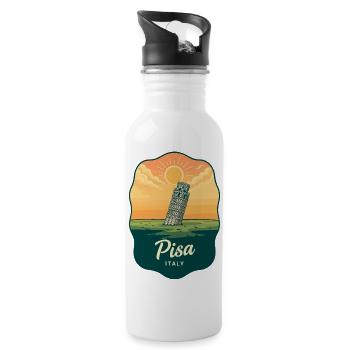Insigne vintage Sunset de la Tour de Pise - Gourde avec paille intégrée - blanc - Droite