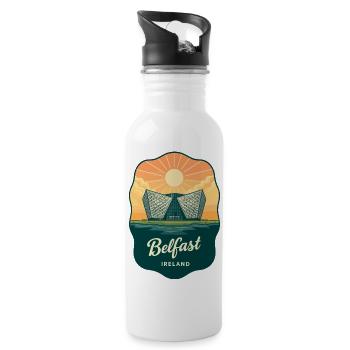 Belfast Titanic Vintage-Reiseabzeichen - Trinkflasche mit integriertem Trinkhalm - Weiß - Rechts