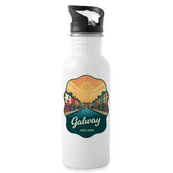 Badge de voyage vintage Sunset de Galway, Irlande - Gourde avec paille intégrée - blanc - Droite