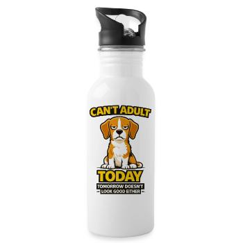 Beagle Can't Adult Today Meme - Water bottle with straw - white - Right