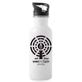Dark Magenta Glow – Minimalist Art Deco Candle - Water bottle with straw - white - Right