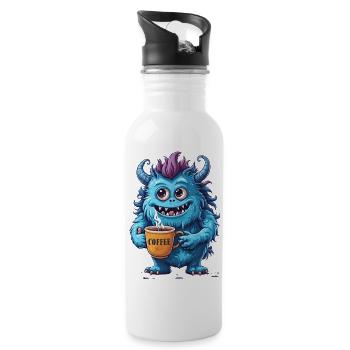 Coffee Monster - Caffeine Zombie - Morning Grouch - Water bottle with straw - white - Right