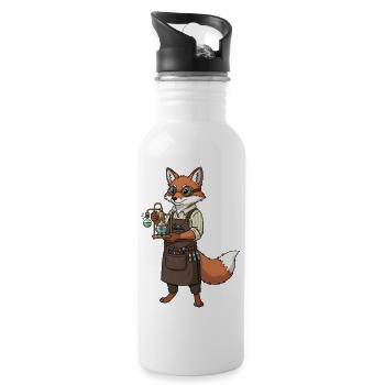 Renard Alchimiste Steampunk Savant Fou - Gourde avec paille intégrée - blanc - Droite