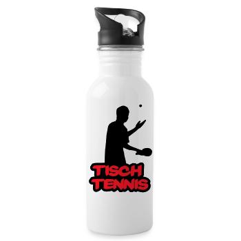 Tischtennis Retro Schriftzug - Trinkflasche mit integriertem Trinkhalm - Weiß - Rechts