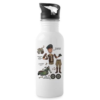 Poupée en papier Aventurière Robuste - Gourde avec paille intégrée - blanc - Droite