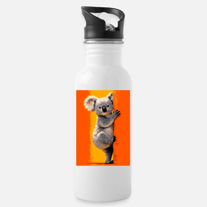 Koala - Trinkflasche mit integriertem Trinkhalm - Weiß