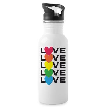 LGBT Pride Month - Liebe ist Liebe - Trinkflasche mit integriertem Trinkhalm - Weiß - Rechts