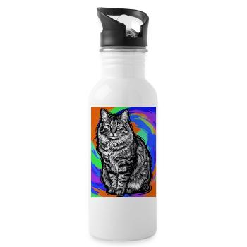 chat - Gourde avec paille intégrée - blanc - Droite