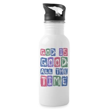 Dieu est bon en tout temps Foi rétro - Gourde avec paille intégrée - blanc - Droite